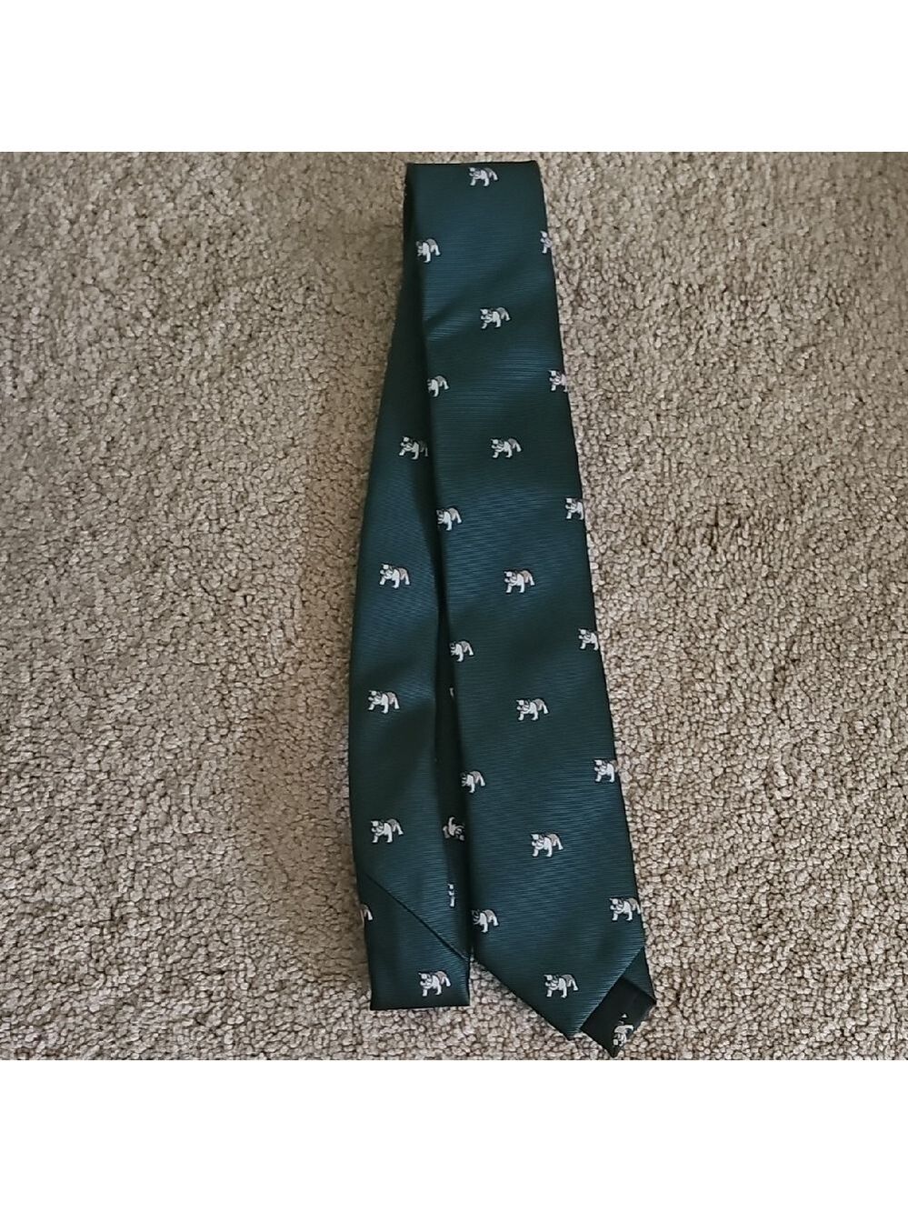 Crewcuts Dark Green Tie with Dog Design
